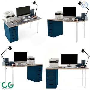 3d model of modern card position office desk and chair